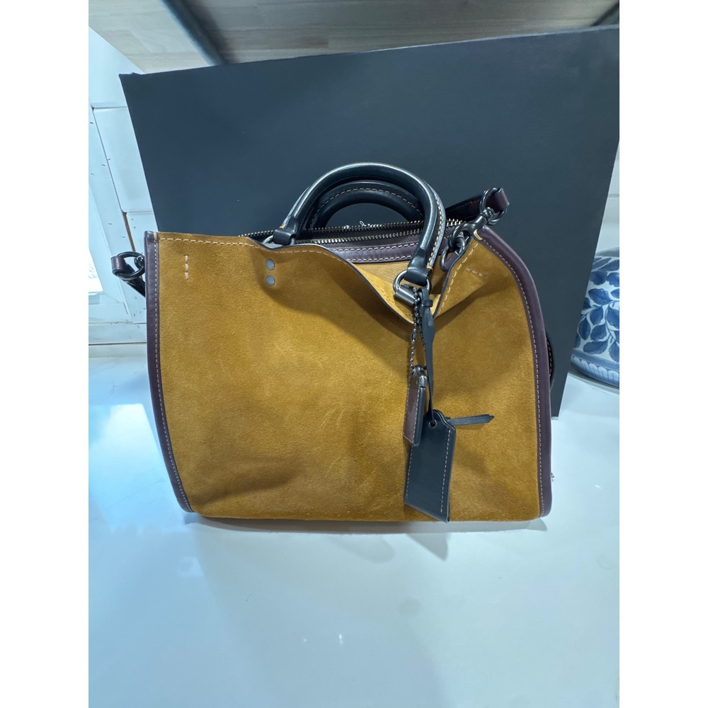 Coach 1941 Rogue 31 Suede Leather Satchel Mustard Brown C1780-20479
